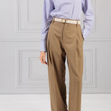 Maria McManus | Toffee Mid Rise Pleated Front Trouser