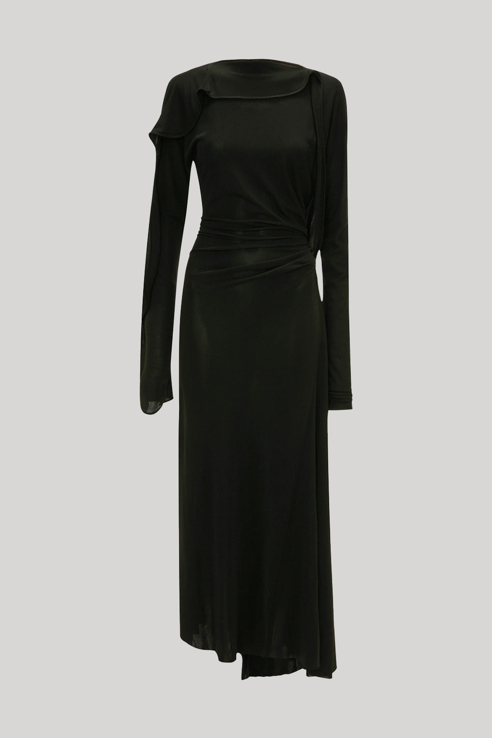 Victoria Beckham | Long Sleeve Draped Jersey Midi Dress EditNewYork Victoria Beckham | Long Sleeve Draped Jersey Midi Dress EditNewYork