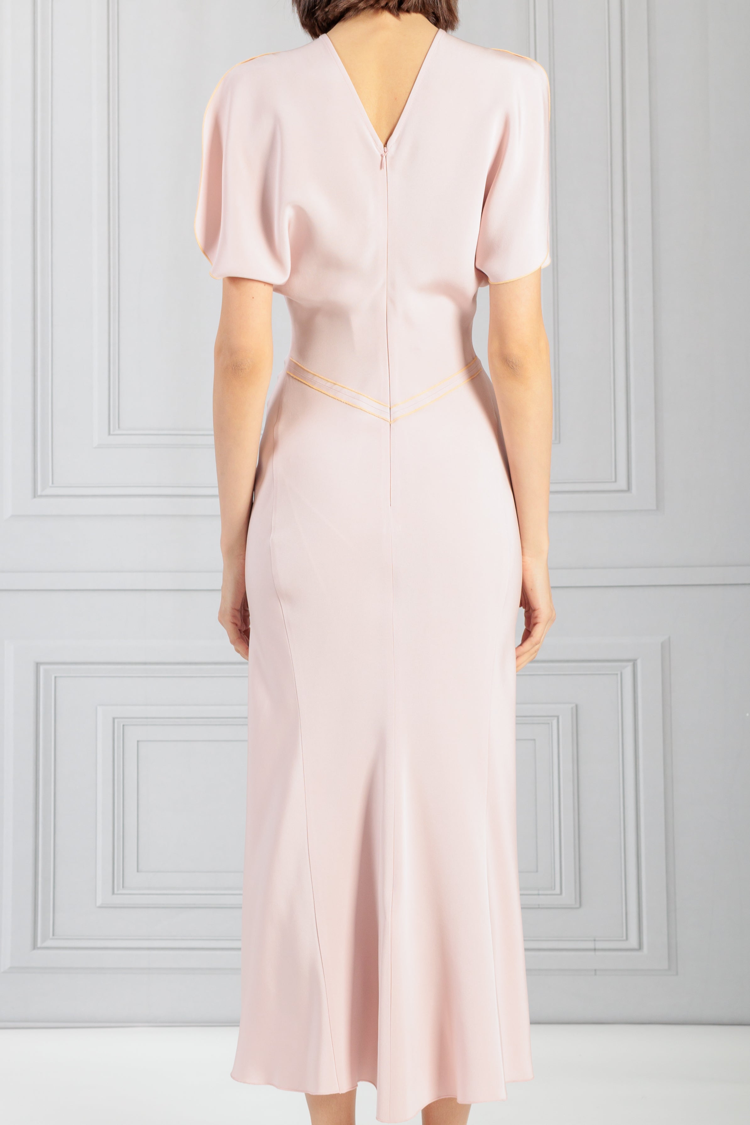 Victoria Beckham | Blush Gathered Waist Midi Dress