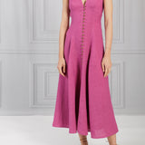 Three Graces London | Grape Rose Sleeveless Linen Dress