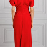 Victoria Beckham | Gathered Waist Midi Dress in Red