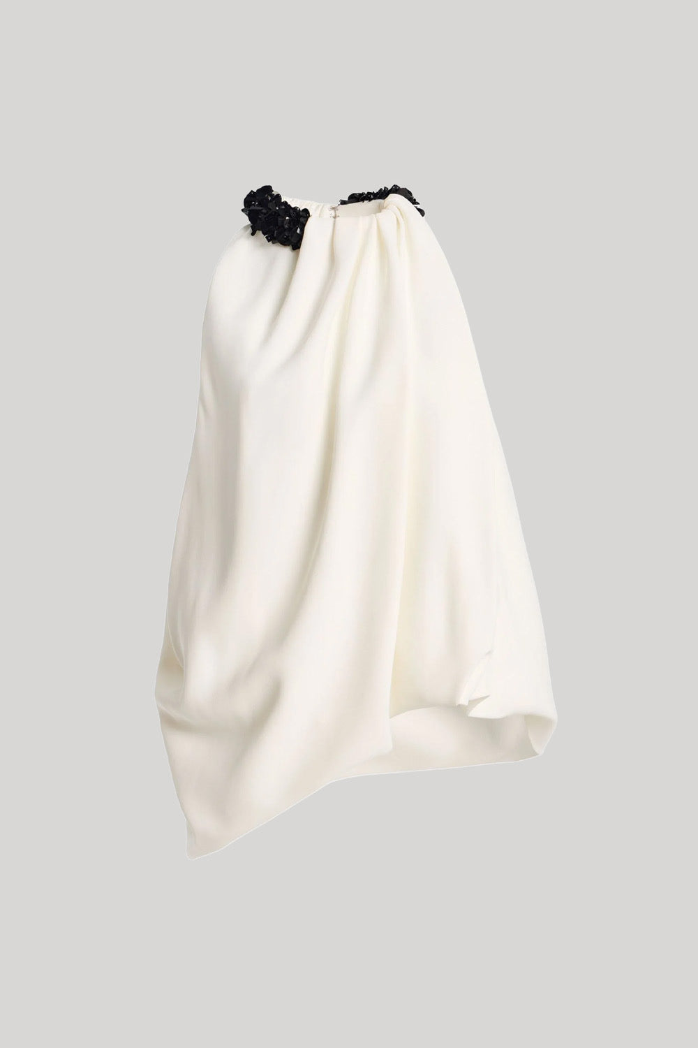 White drape top with beaded neck 