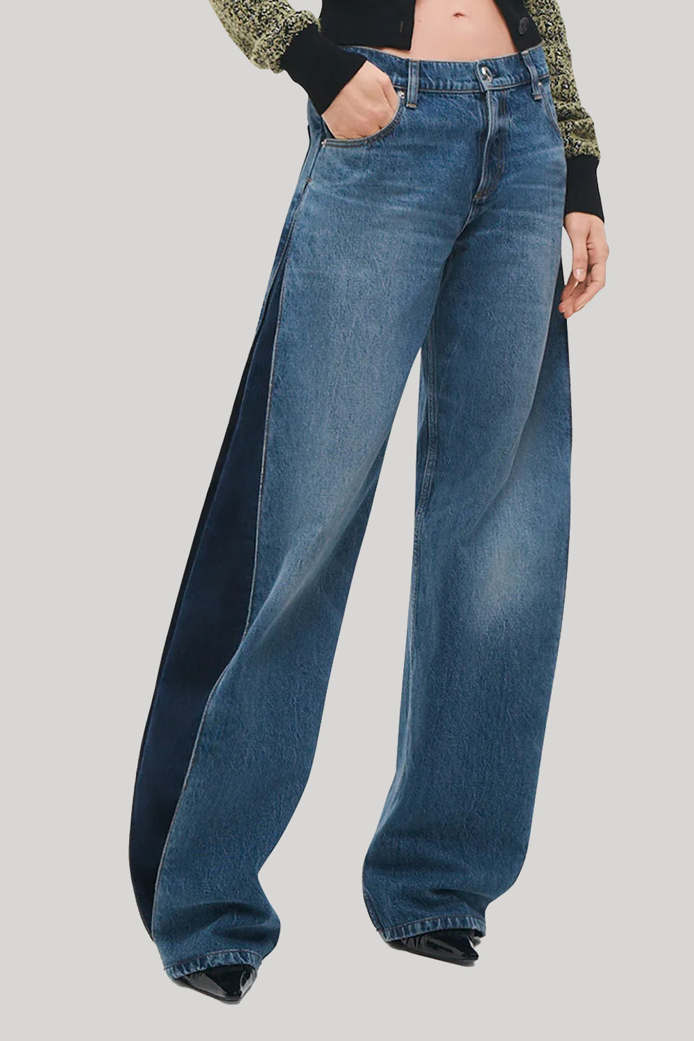 jean with side pleat detail 