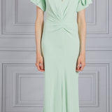 Victoria Beckham | Gathered V-Neck Midi Dress in Jade