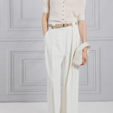 Khaite | Nude Suede Bambi Belt With Silver Buckle