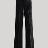 Black wide-leg velvet pants from Parosh on a white background