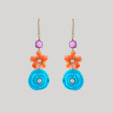 Eden Presley | Turquoise, Coral, Amethyst Diamond Flower Drop Earring