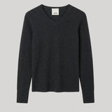 Allude | V Neck Sweater in Dark Grey