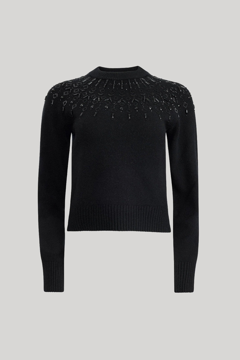 Black beaded crewneck sweater