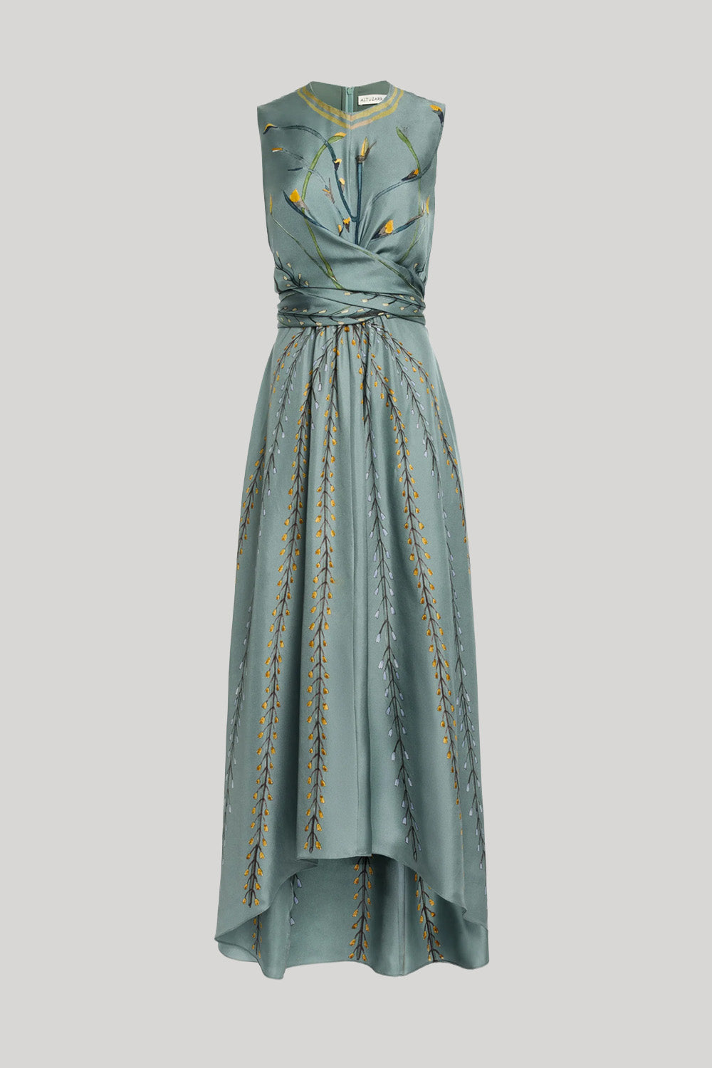 A sage high low midi dress