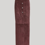 Red suede skirt
