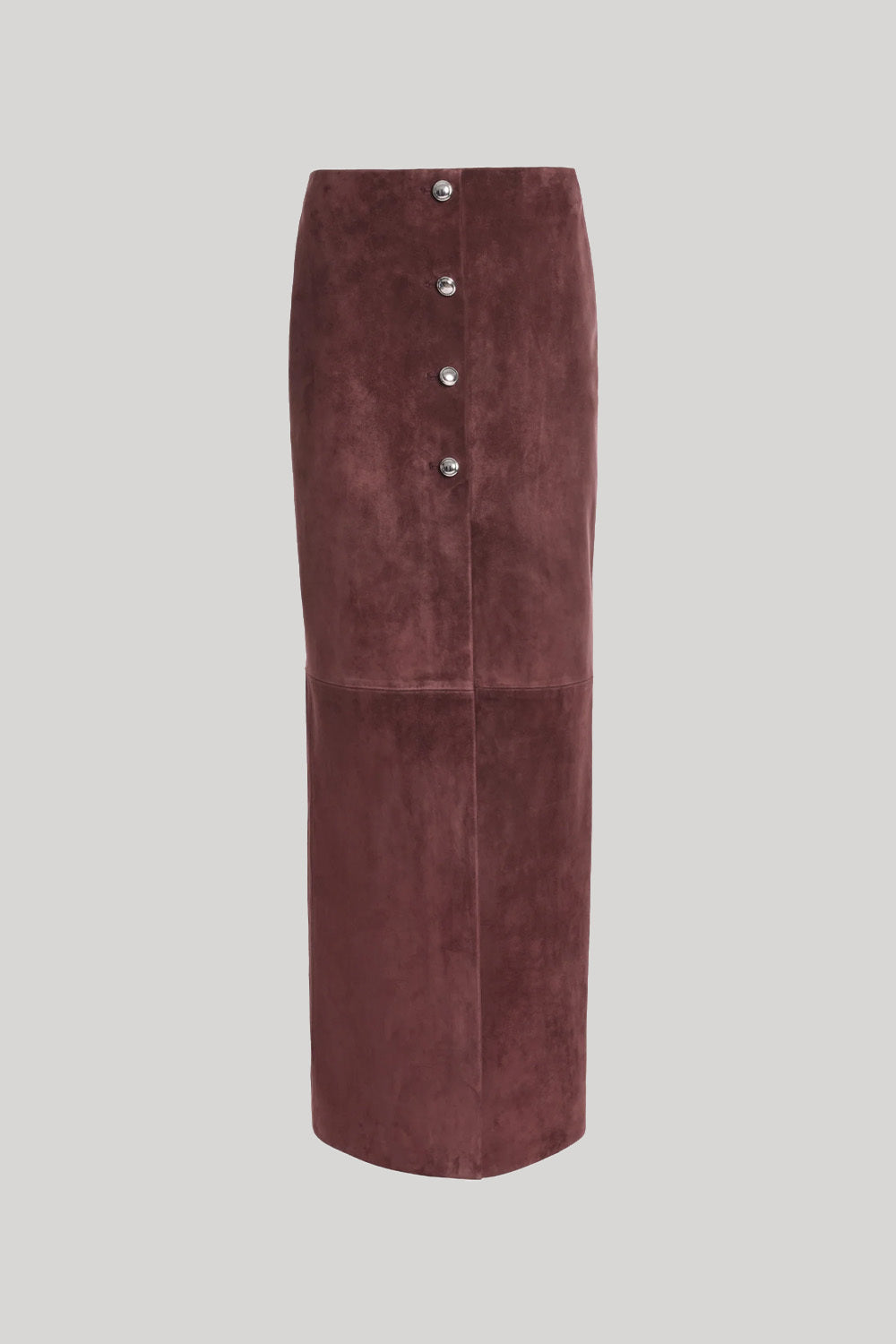 Red suede skirt