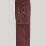 Red suede skirt