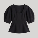A black short-sleeve top 