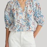 Apiece Apart | Nele Lantern Sleeve Top in Earthly Delights Batik