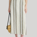 Apiece Apart | Stripe Marsala Wrap Skirt in Affogato Stripe