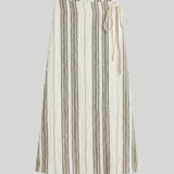 Apiece Apart | Stripe Marsala Wrap Skirt in Affogato Stripe
