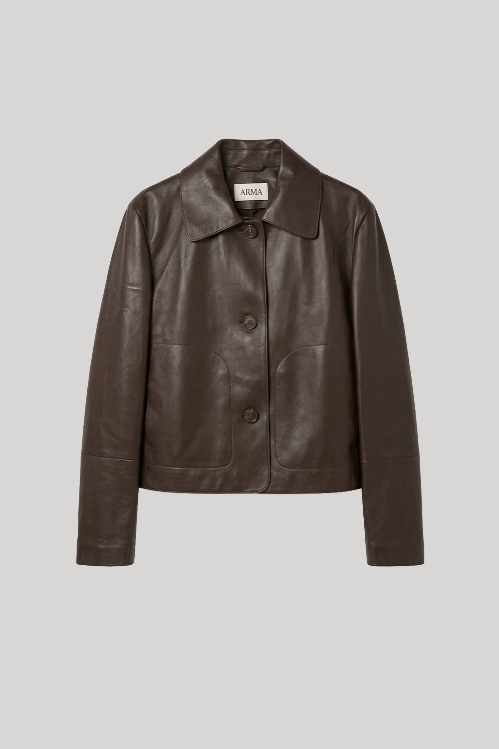 Brown leather cropped jacket