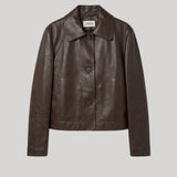 Brown leather cropped jacket