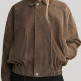 Arma | Frederica Lamb Suede Bomber Jacket in Soil