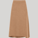A camel brown asymmetrical wrap skirt 