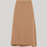 A camel brown asymmetrical wrap skirt 