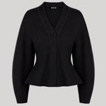 A black knit cardigan sweater 