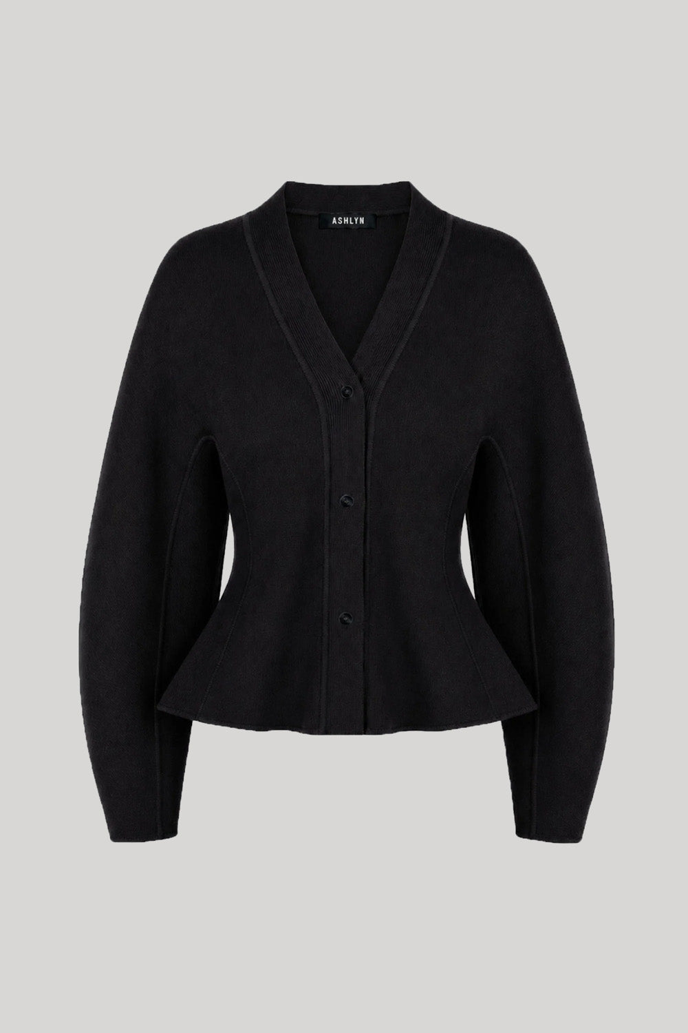 A black knit cardigan sweater 
