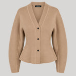 Beige knit cardigan sweater