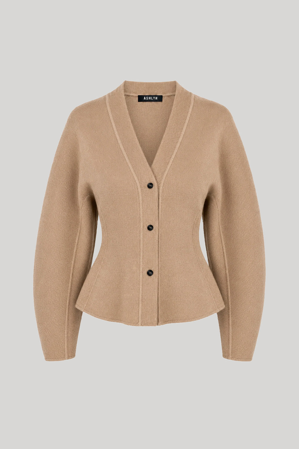 Beige knit cardigan sweater