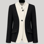A black and off-white color-blocked blazer 