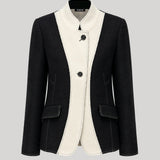 A black and off-white color-blocked blazer 
