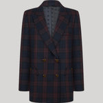 A double-breasted plaid blazer 