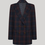A double-breasted plaid blazer 