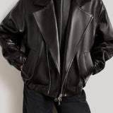 Brandon Maxwell | The Emmet Double Zip Leather Moto Jacket in Black