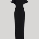 Black dress with embellished collar and sleeve details