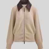 Brandon Maxwell | The Conrad Knit Jacket in Oatmeal and Brown