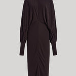 Brown midi dress with mock neck