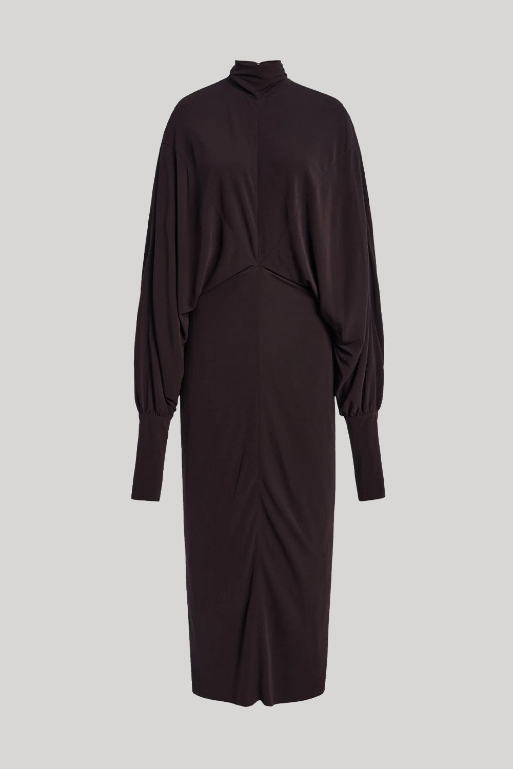 Brown midi dress with mock neck