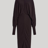 Brown midi dress with mock neck