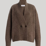 A brown knit cardigan