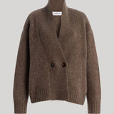 A brown knit cardigan
