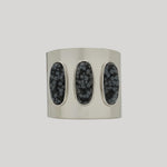 Silver cuff bracelet with three natural stones