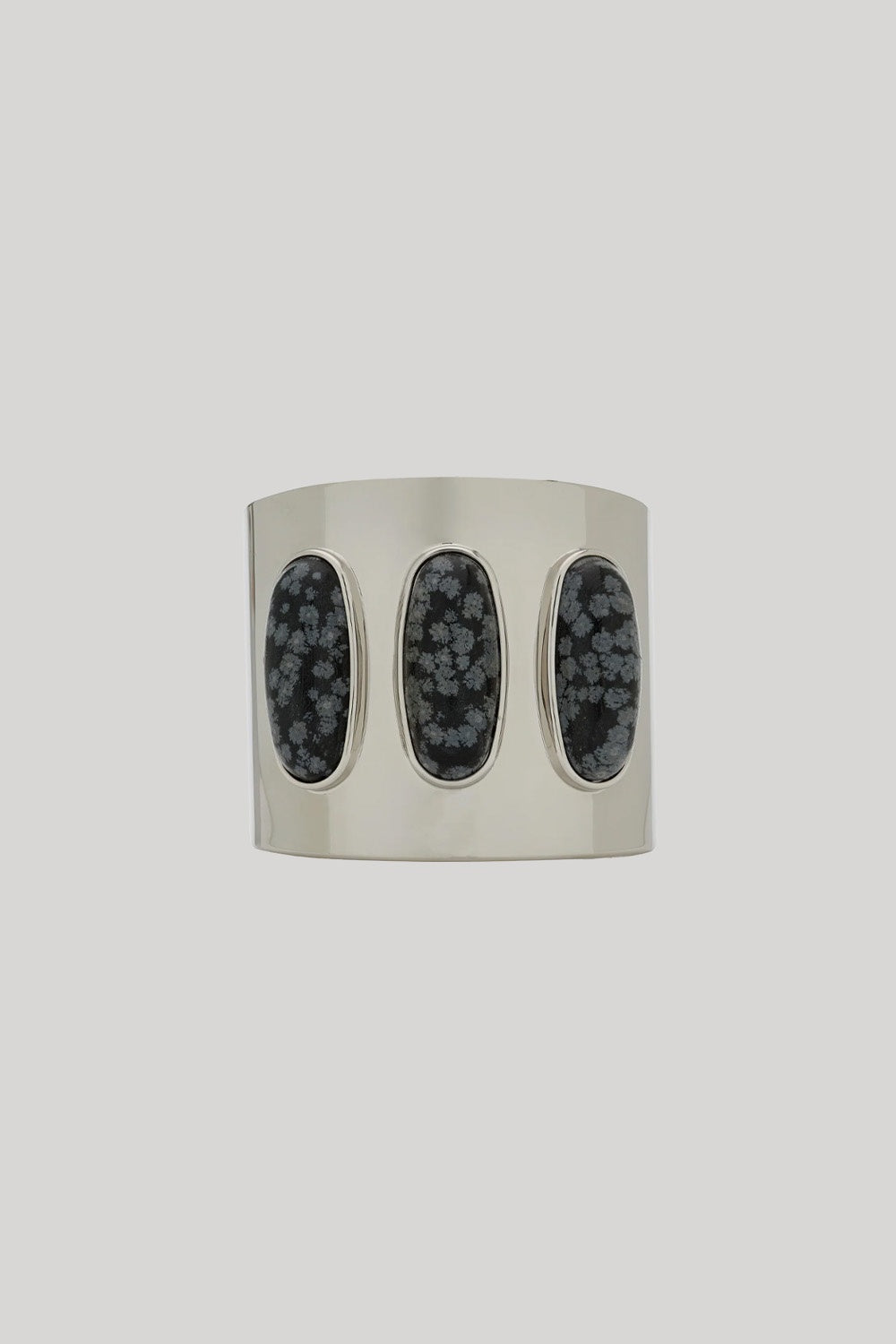 Silver cuff bracelet with three natural stones