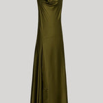 Olive sleeveless cowl neck dress