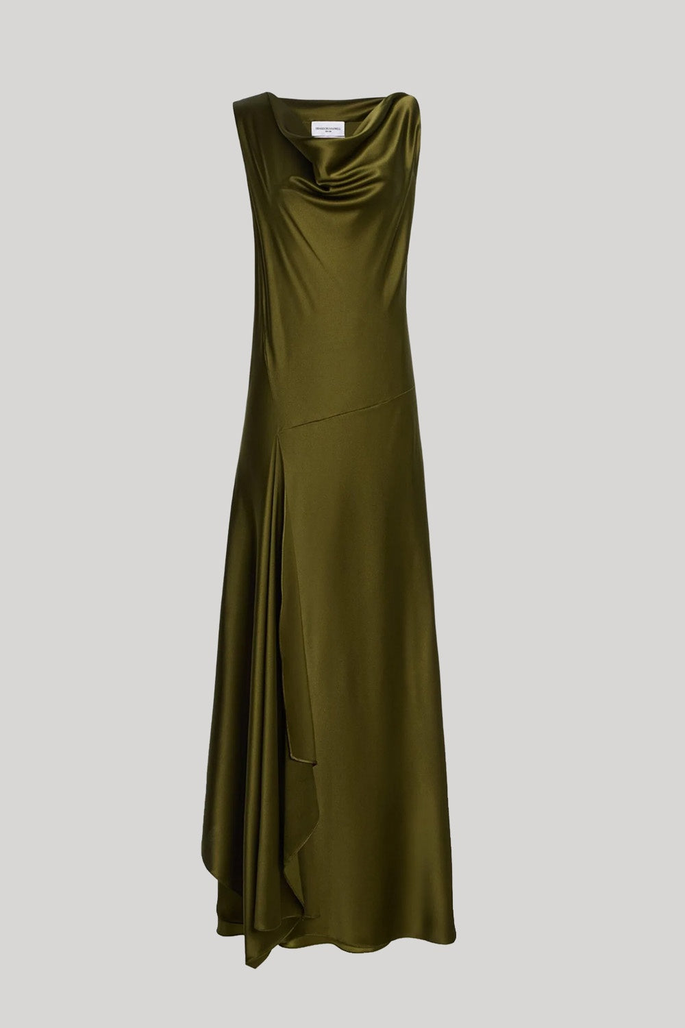 Olive sleeveless cowl neck dress