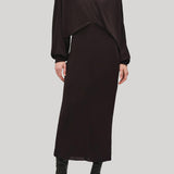 Brown midi dress with mock neck