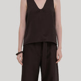 Christian Wijnants | Topola V-Neck Top in Chocolate