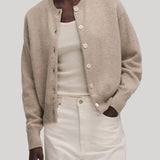 Oat cardigan with white buttons