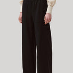 Black trousers with elastic waistband
